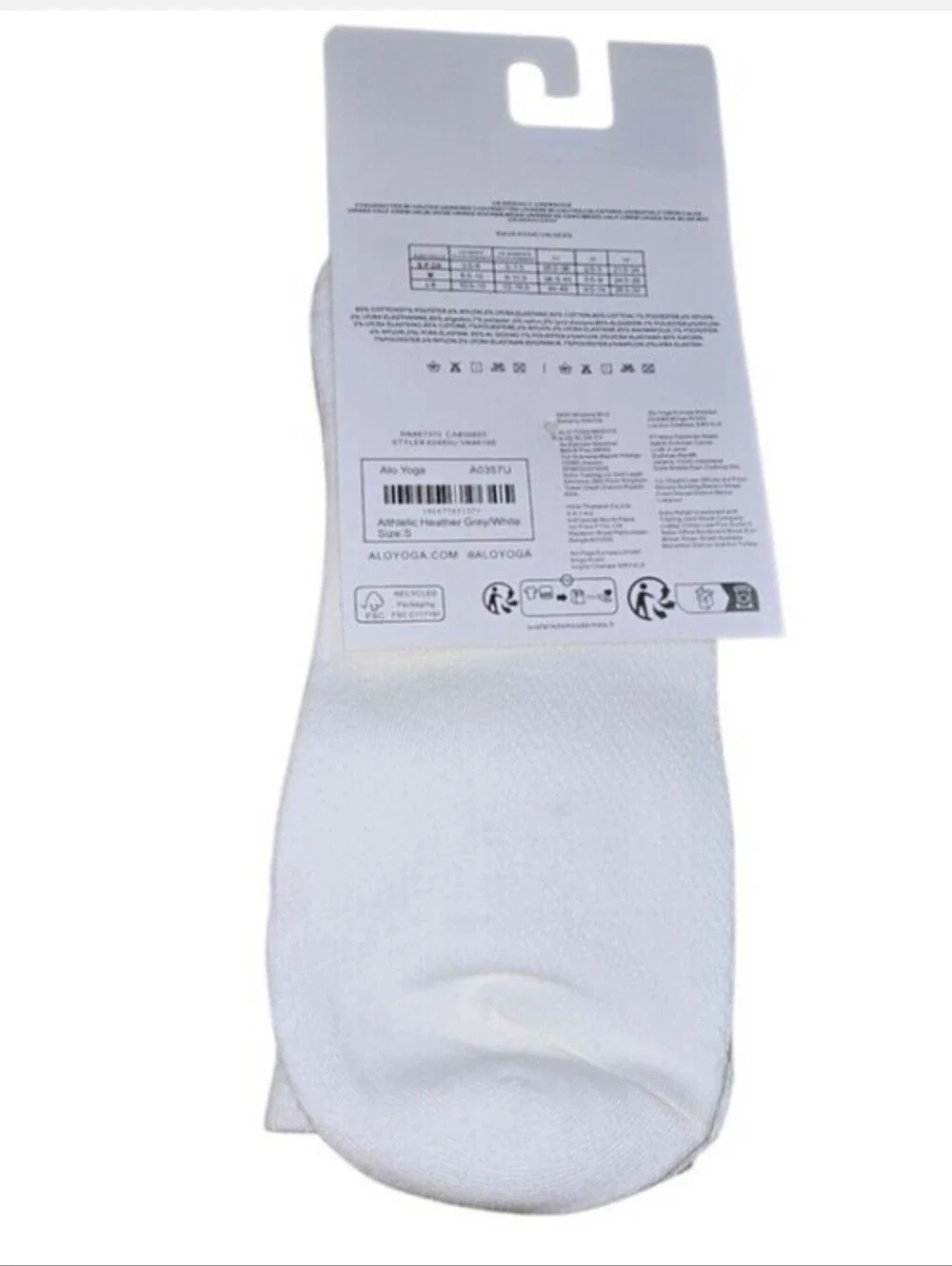White Crew Socks with Light Blue Logo and Double Stripe